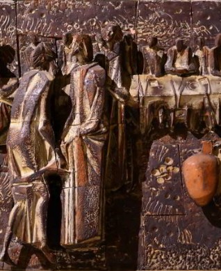 Bambin Gesù. Le nozze di cana in maiolica nel transetto di sinistra