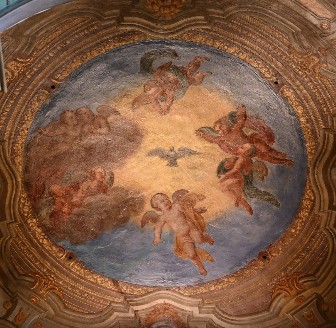Volta affrescata della cappellla del Rosario nella Chiesa di Santa Maria Assunta in Palmaro (Genova)