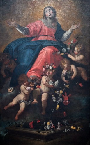 Particolare della navata della Chiesa di Santa Maria Assunta in Palmaro (Genova)
